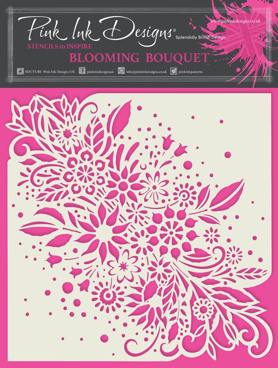 Blooming Bouquet 8x8 Inch Masking Stencil (PINKST014)