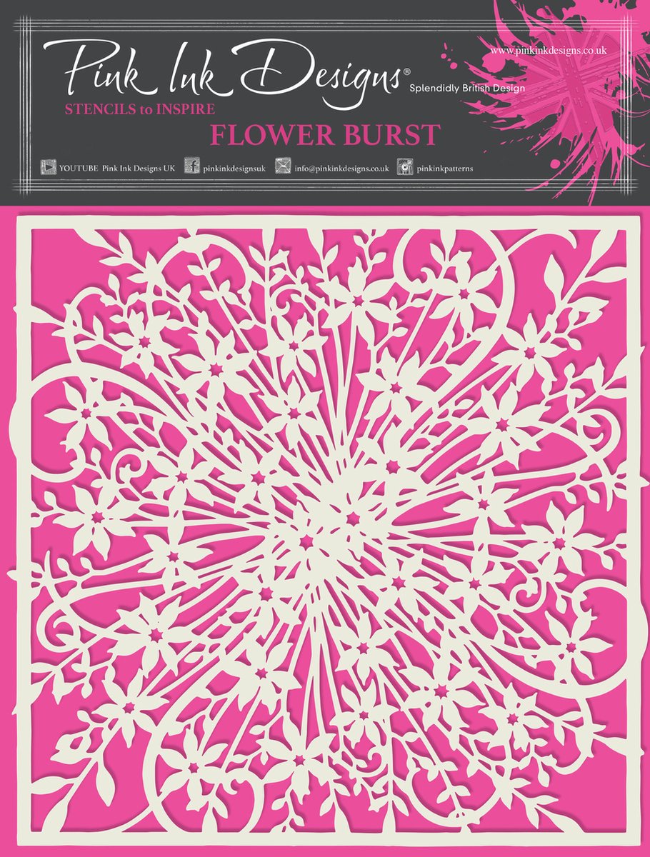 Flower Burst 8x8 Inch Masking Stencil (PINKST013)