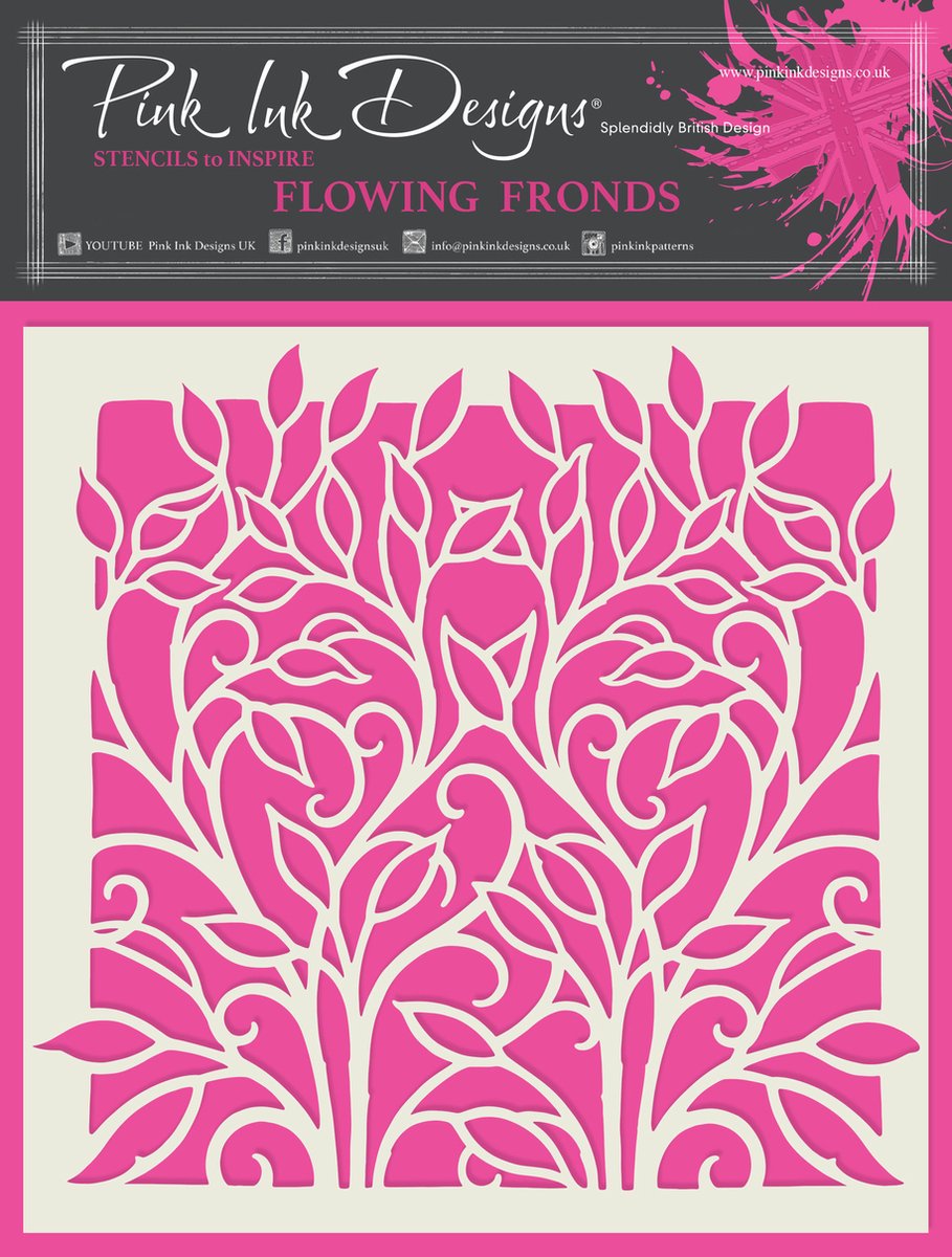 Flowing Fronds 8x8 Inch Masking Stencil (PINKST015)