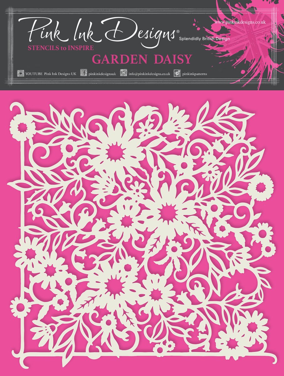 Garden Daisy 8x8 Inch Masking Stencil (PINKST016)