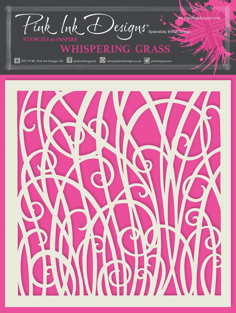 Whispering Grass 8x8 Inch Masking Stencil (PINKST012)