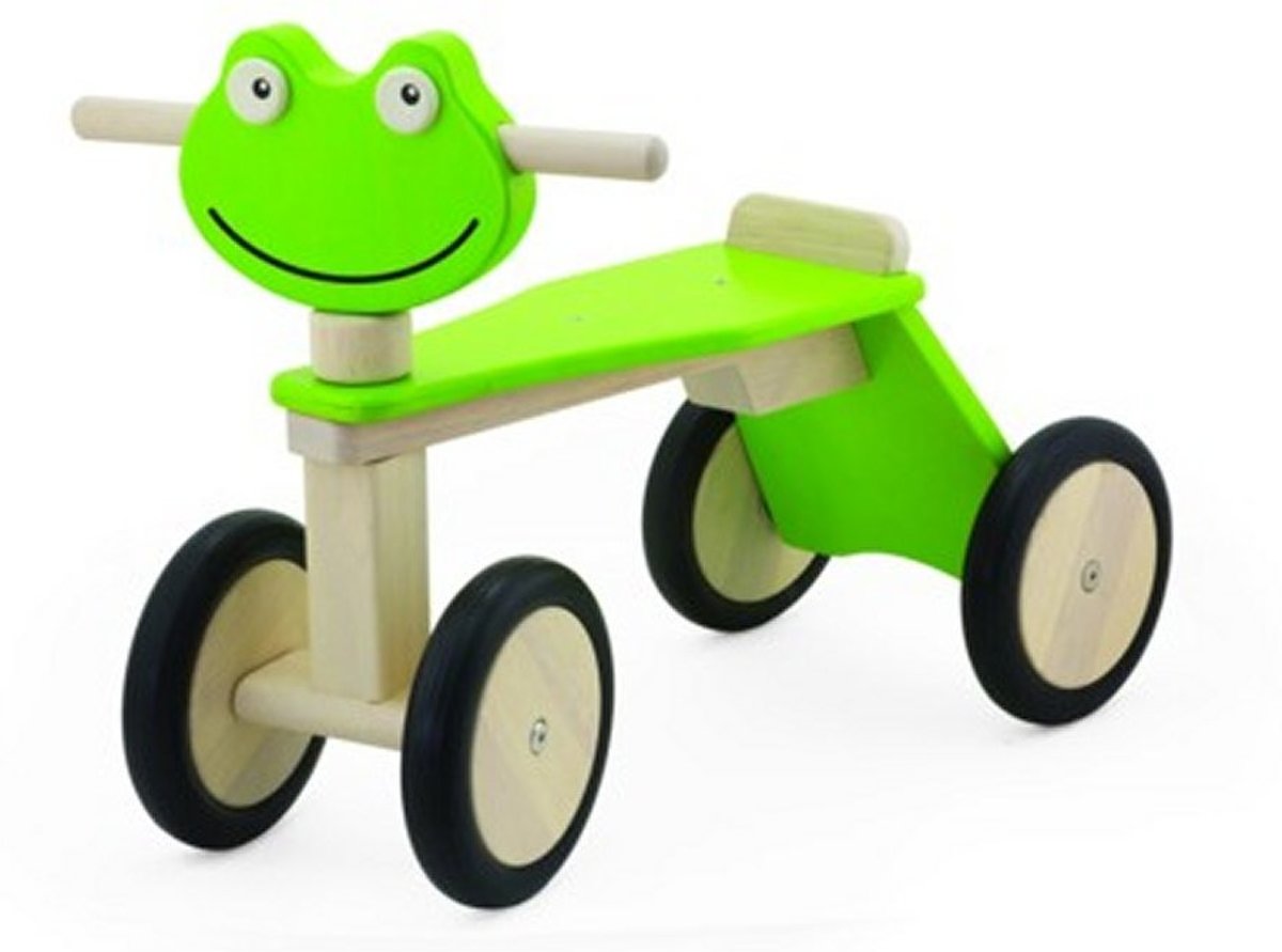 Pintoy Houten Loopfiets Kikker met 4 Wielen Groen