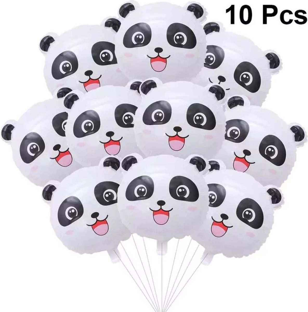 10 stuks folie ballonnen panda 45,7 cm - Pippashop