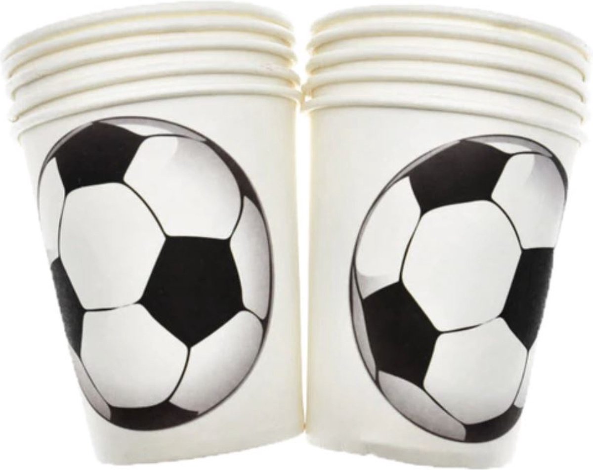 10 stuks kartonnen bekers voetbal - Pippashop