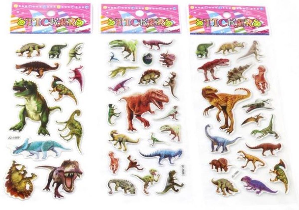 10 velletjes 3d stickers dinosaurussen