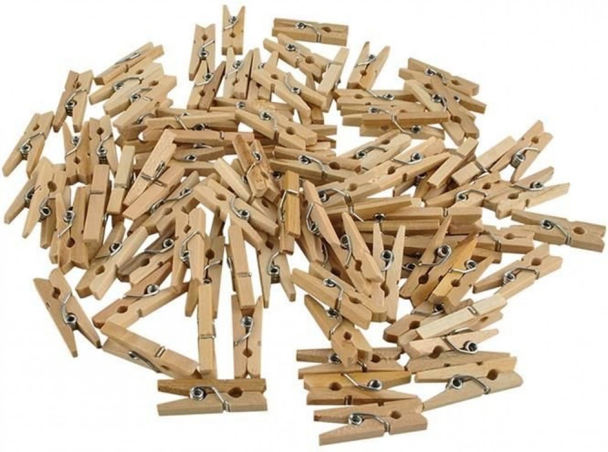 100 stuks houten knijpers naturel 2,5cm