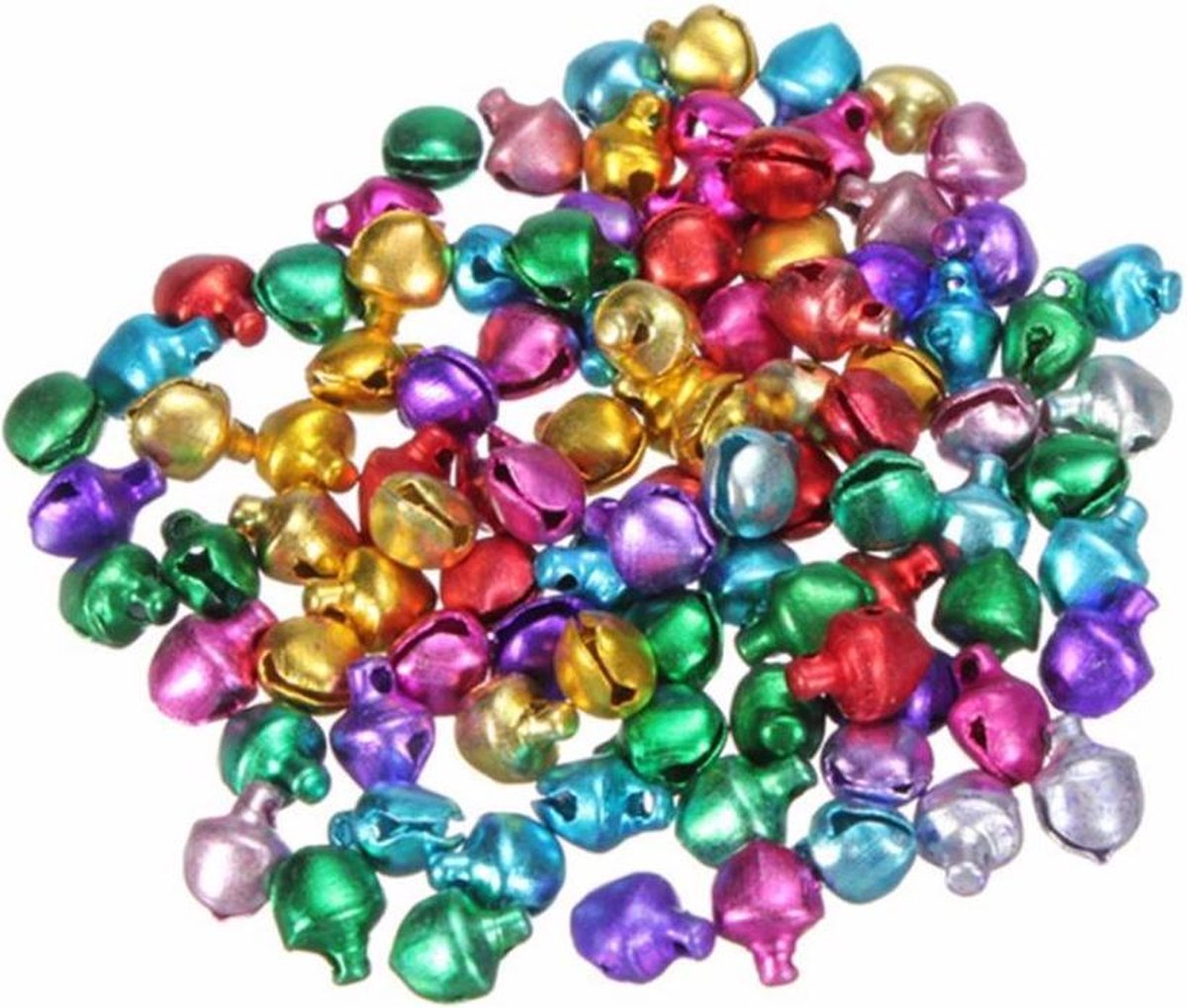 100 stuks kleine belletjes multicolor 6mm