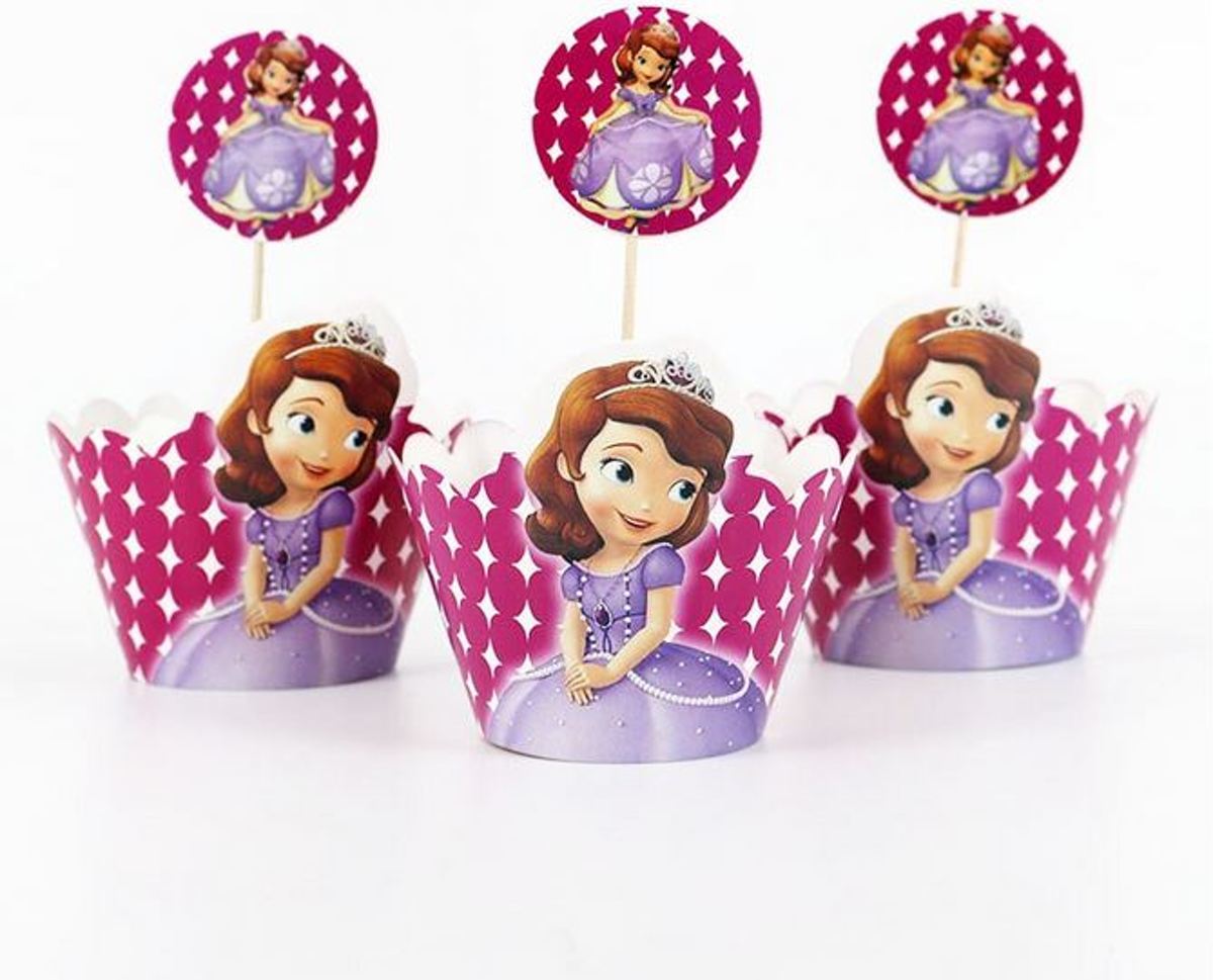 12 stuks cupcake omslagen Princess Sofia + 12 toppers