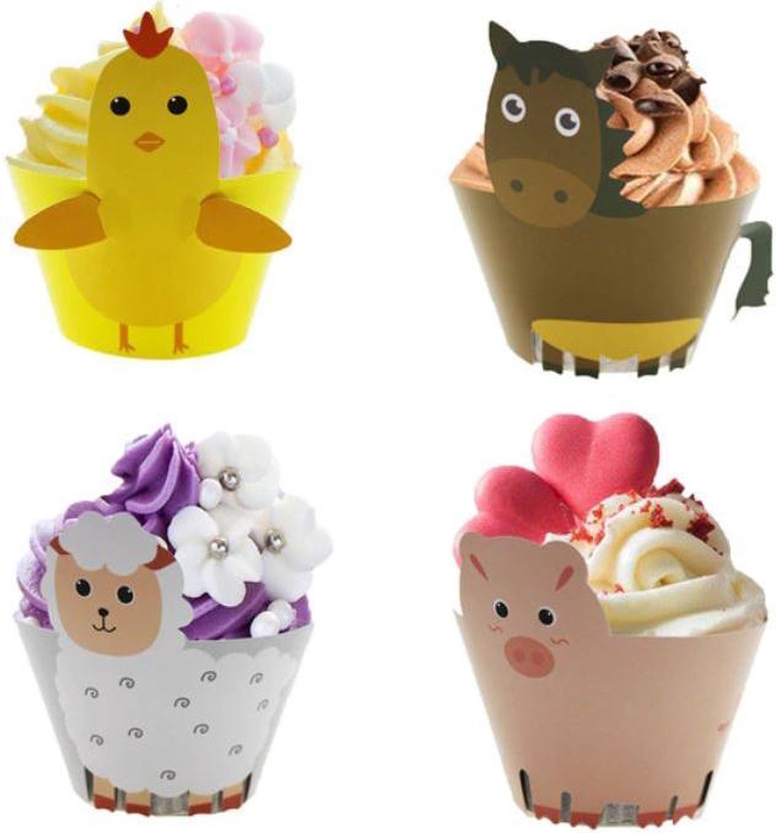 12 stuks cupcake omslagen boerderij dieren