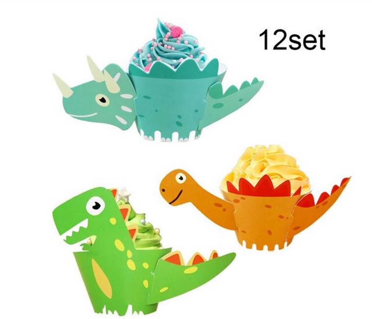 12 stuks cupcake omslagen dinosaurussen