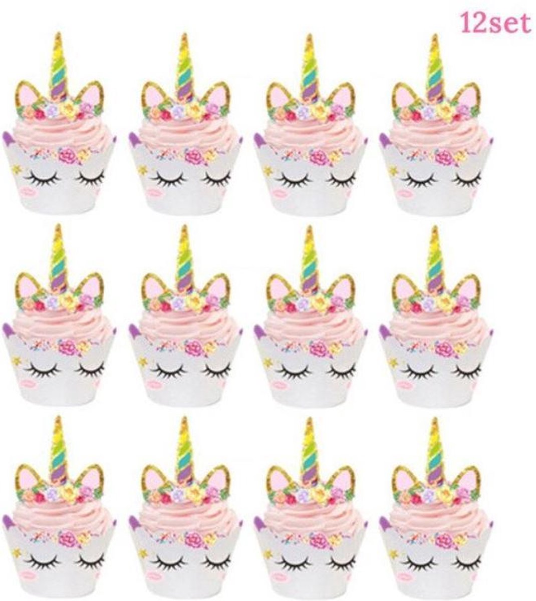 12 stuks cupcake omslagen eenhoorn - unicorn