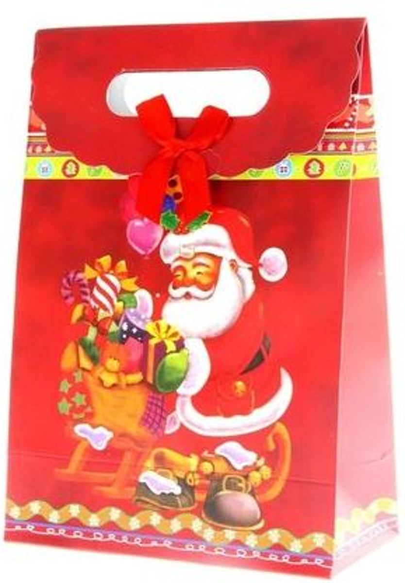 12 stuks kersttas - cadeautas afbeelding kerstman - 19x27x9cm