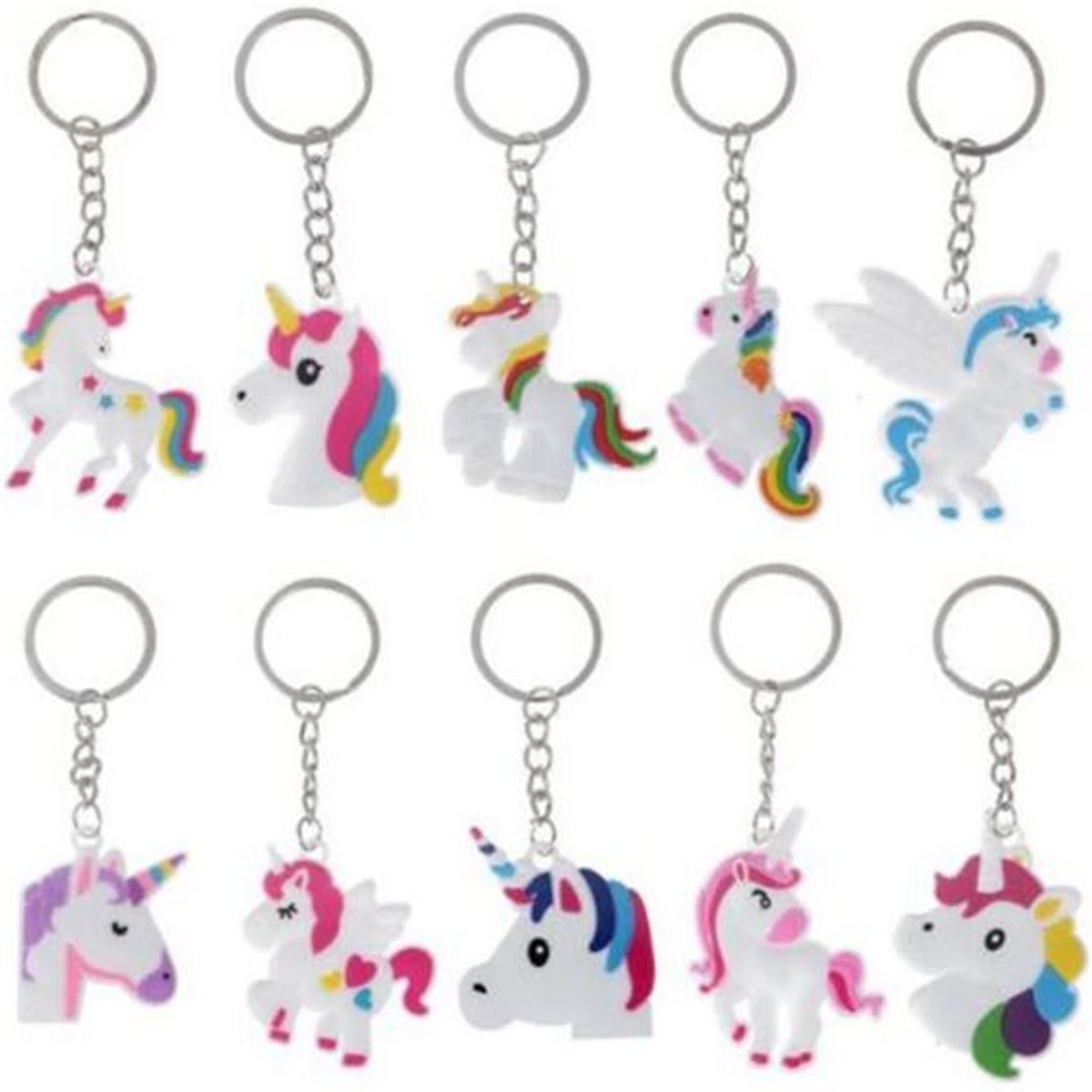 12 stuks sleutelhangers unicorn - eenhoorn