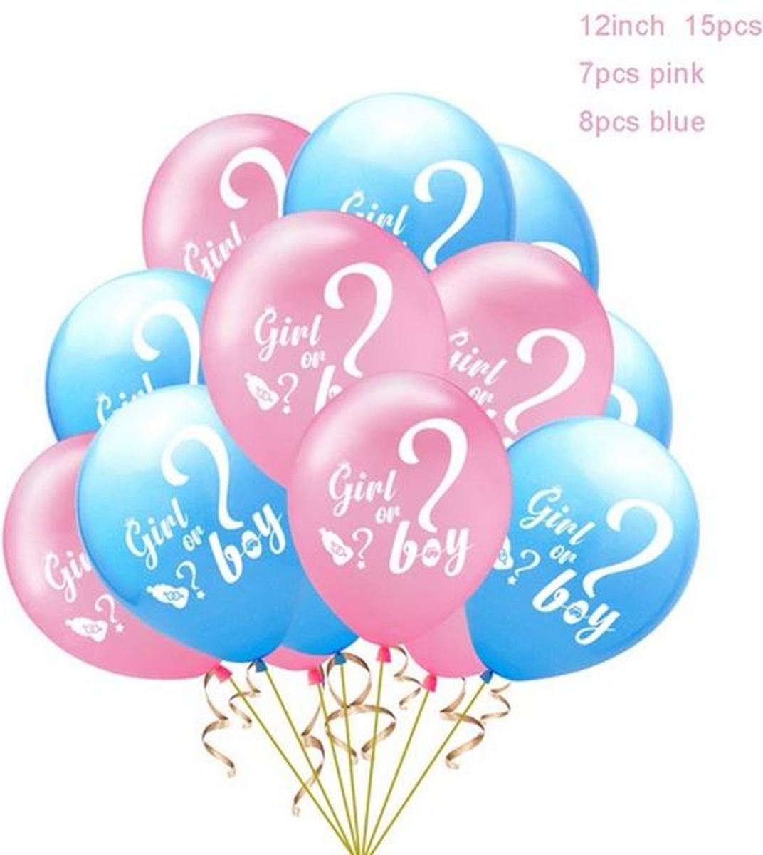 15 stuks ballonnen babyshower Girl or Boy