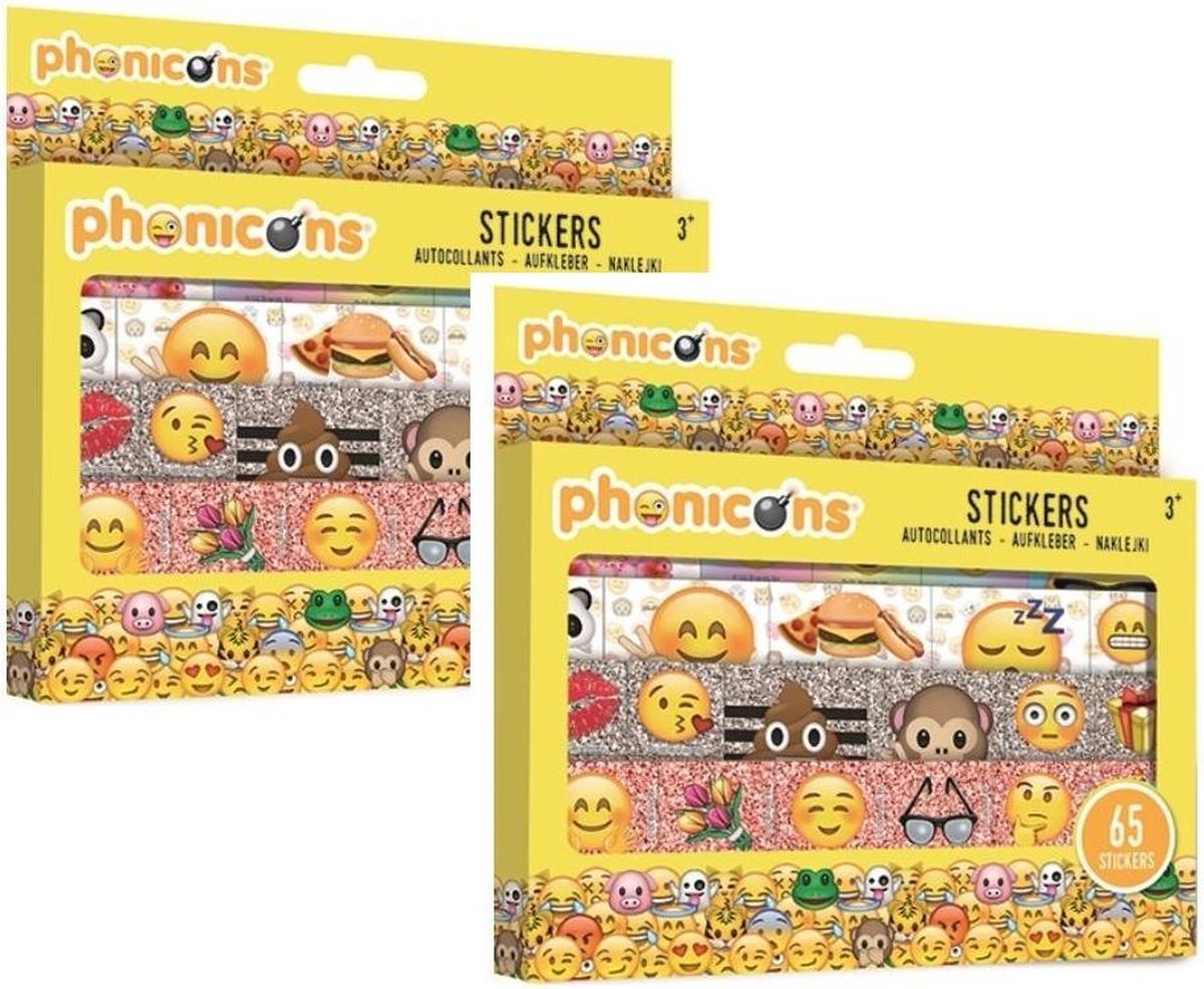 2 stickersets emoji 15x11 cm (totaal 130 stickertjes)