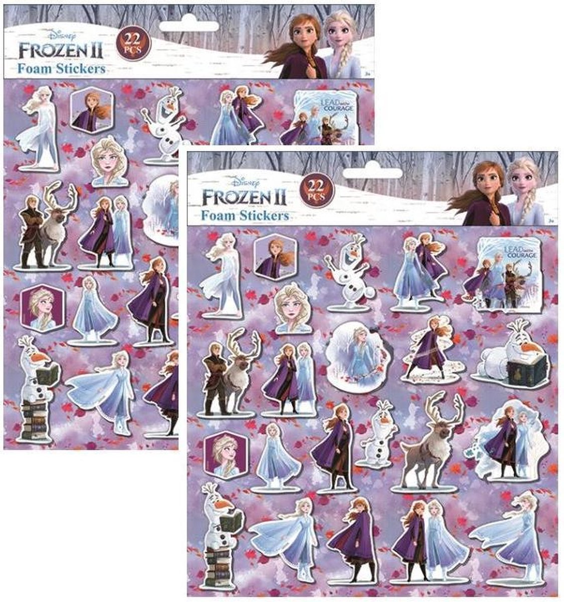 2 stickervellen Foamstickers Frozen 24x20,5 cm (44 stuks foam stickers)