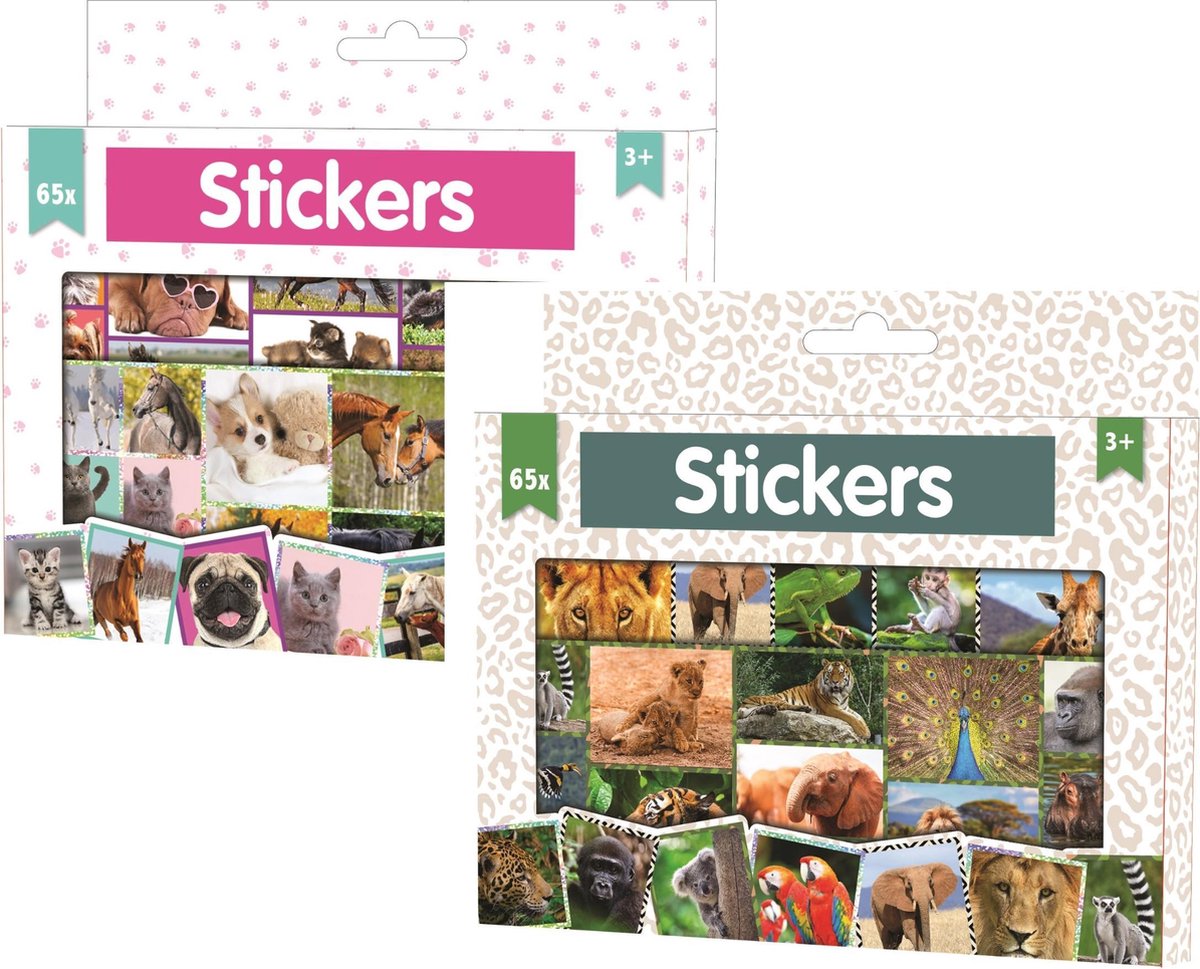 2 stuks stickerdozen dieren (130 stickertjes)