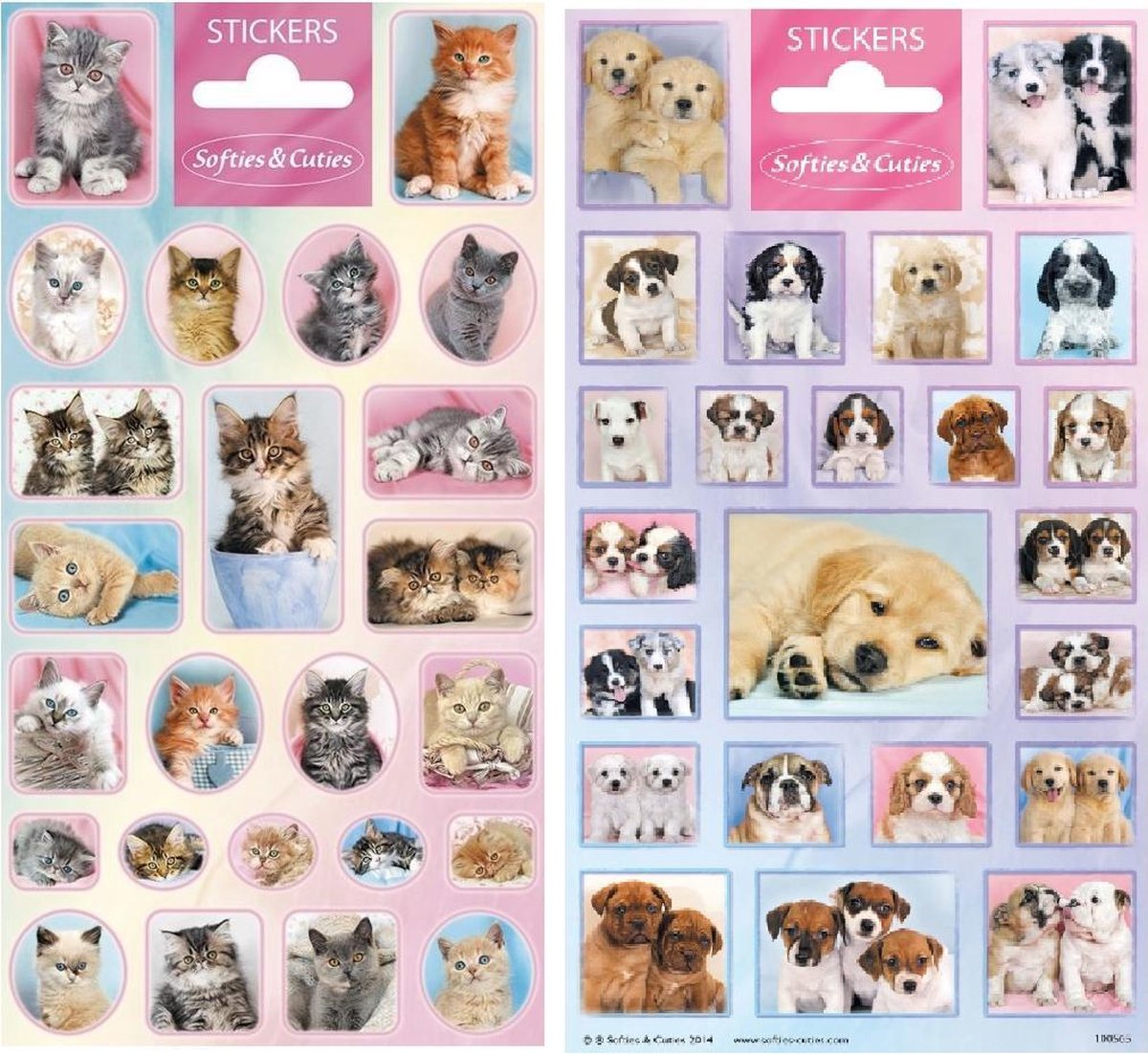 2 stuks stickervellen honden en katten totaal 48 stickers