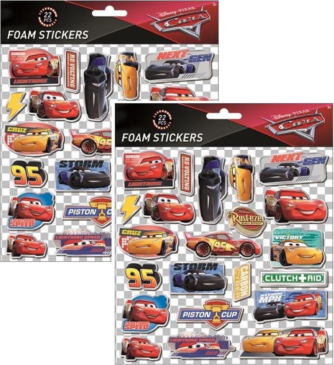 2 vellen foamstickers Cars 24x20,5 cm (totaal 44 foam stickers)