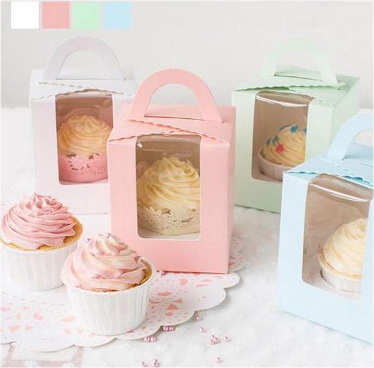 20 stuks cupcake doosjes kleur zalm 9.5*9.5*11cm