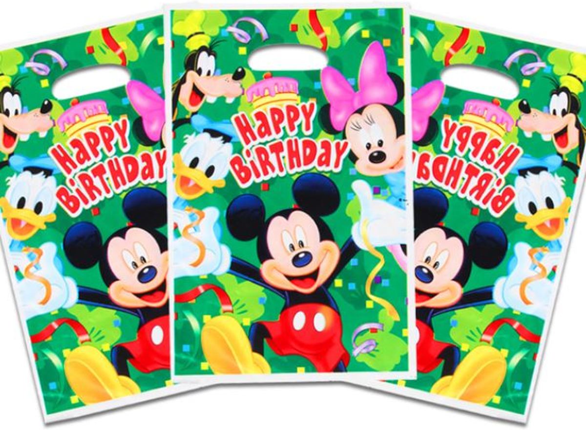 20 stuks traktatie zakjes - uitdeelzakjes Mickey Mouse 16.5 x 25 cm