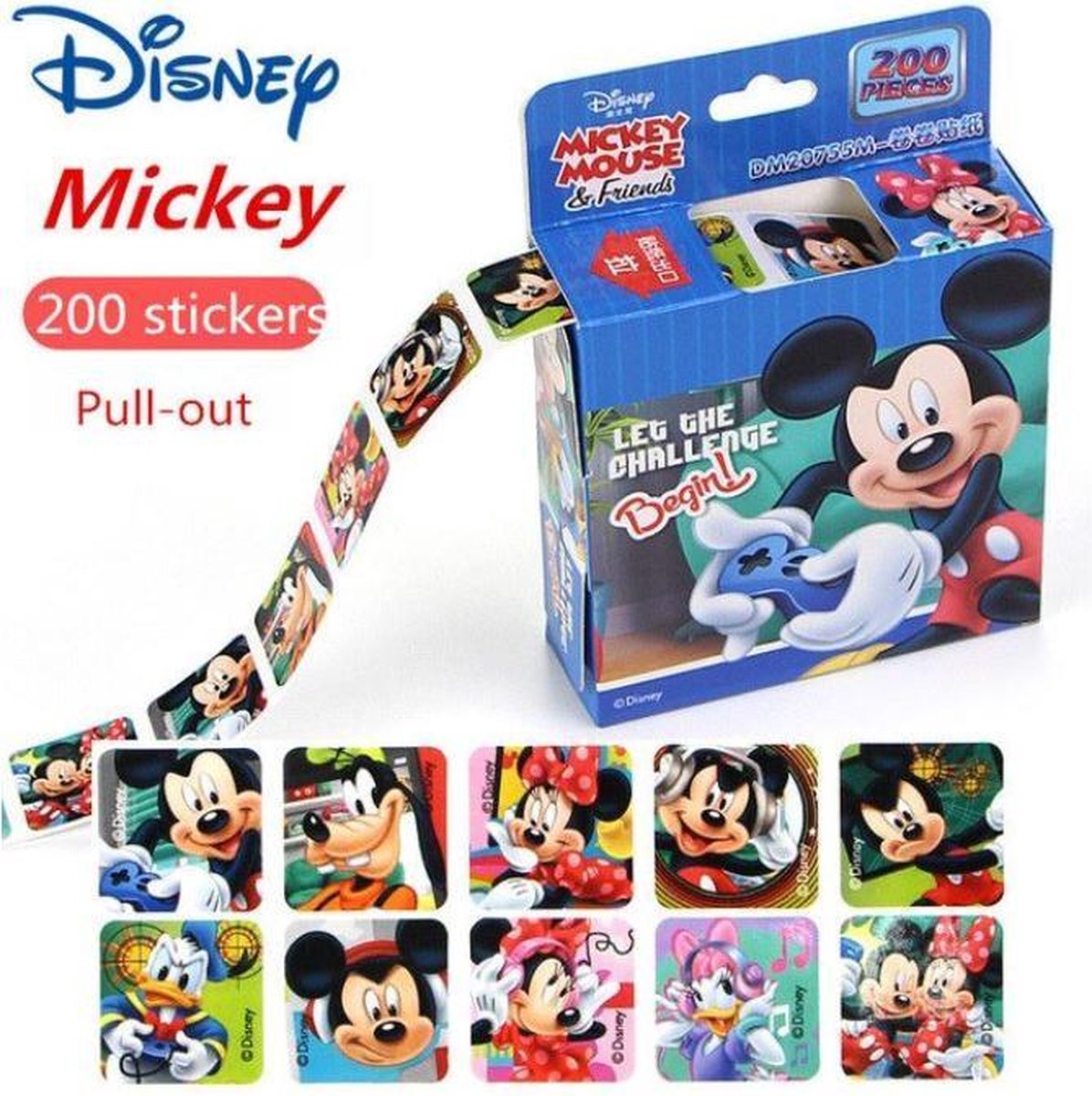 200 stickers Mickey Mouse in display doosje