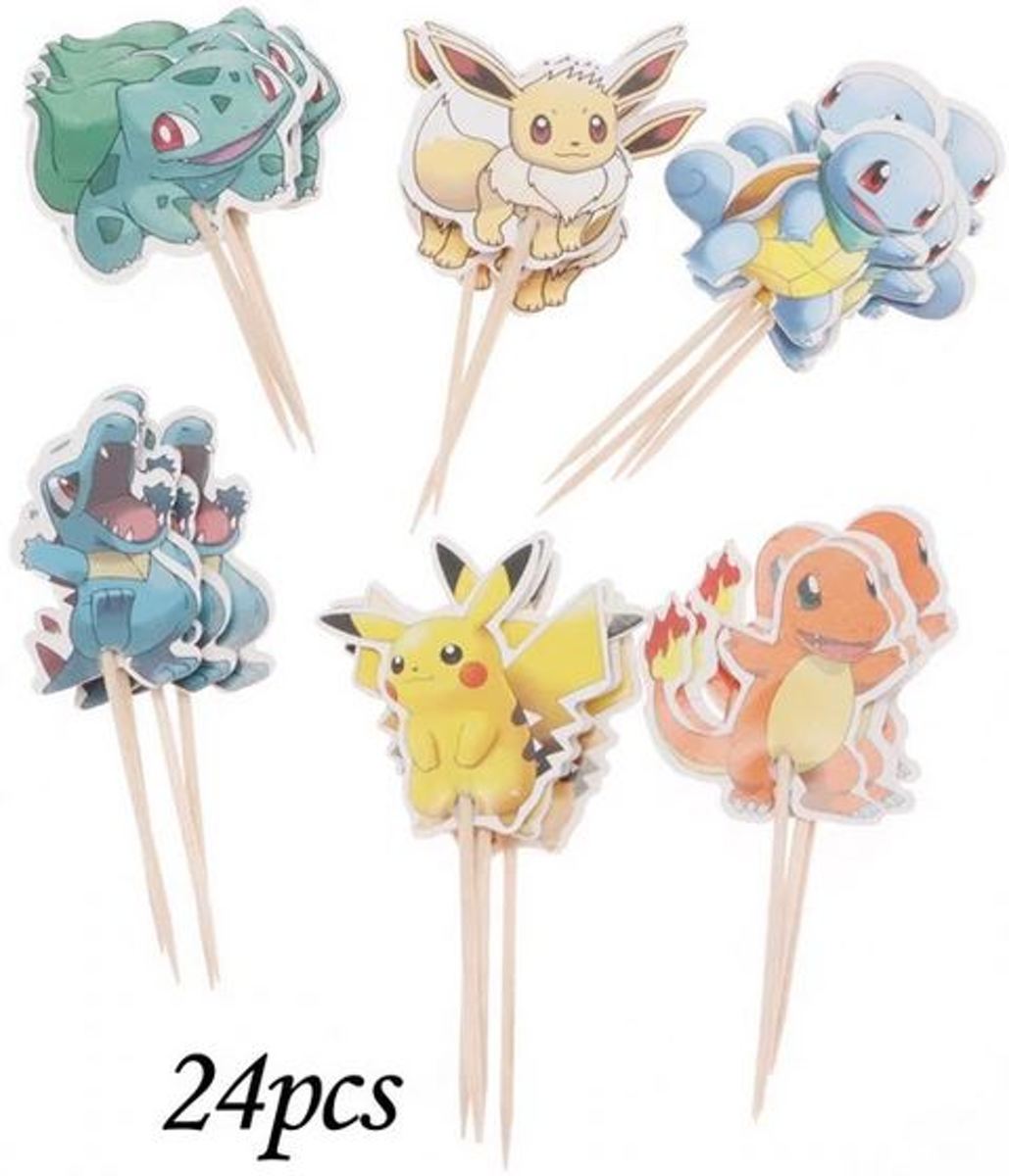 24 stuks cupcake toppers assorti Pokemon