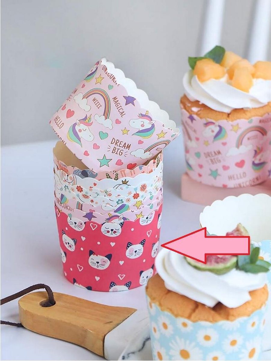 25 stuks cupcake omslagen 5.5 cm opdruk katten