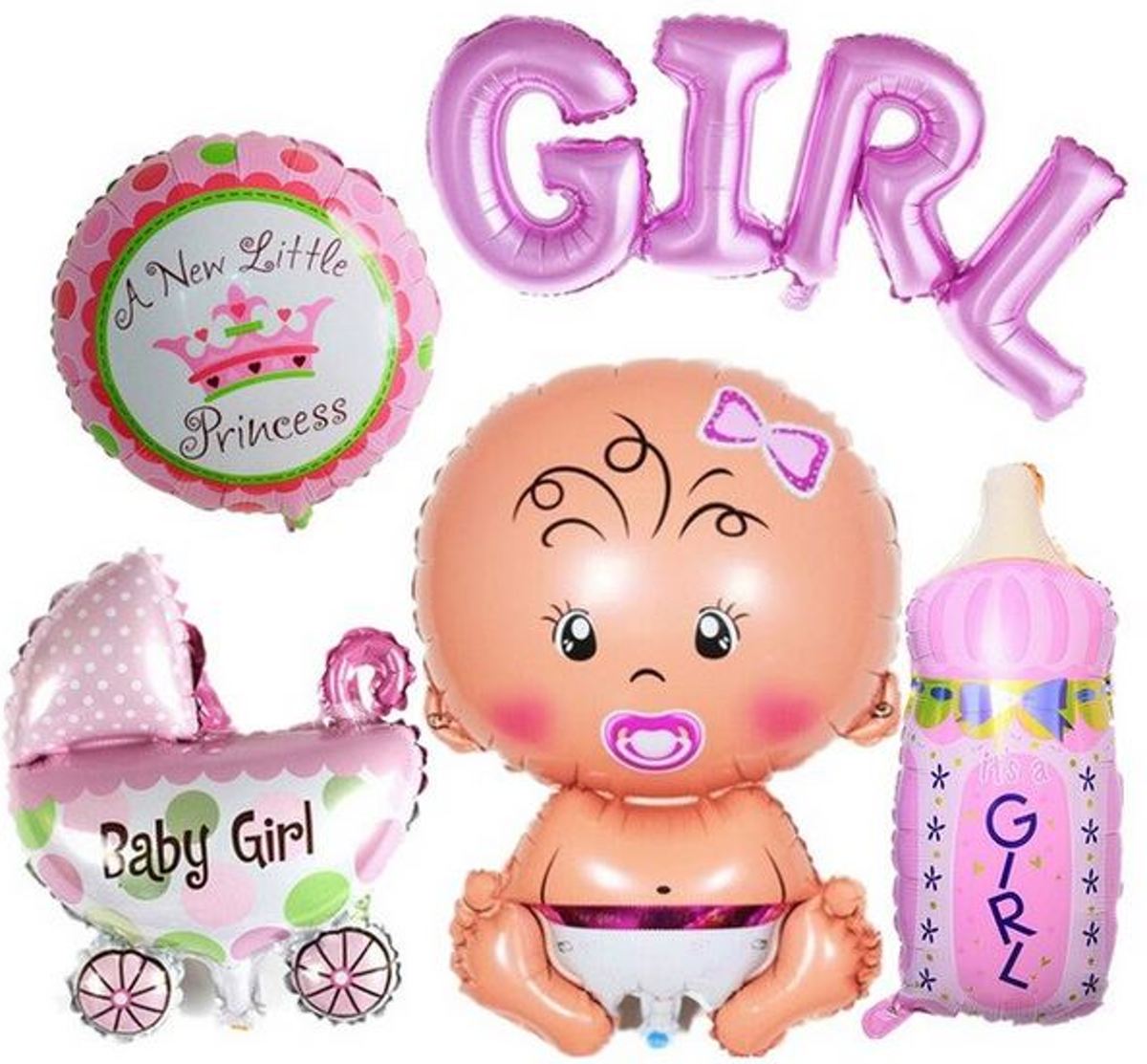 5 stuks folie ballonnen baby Girl meisje roze