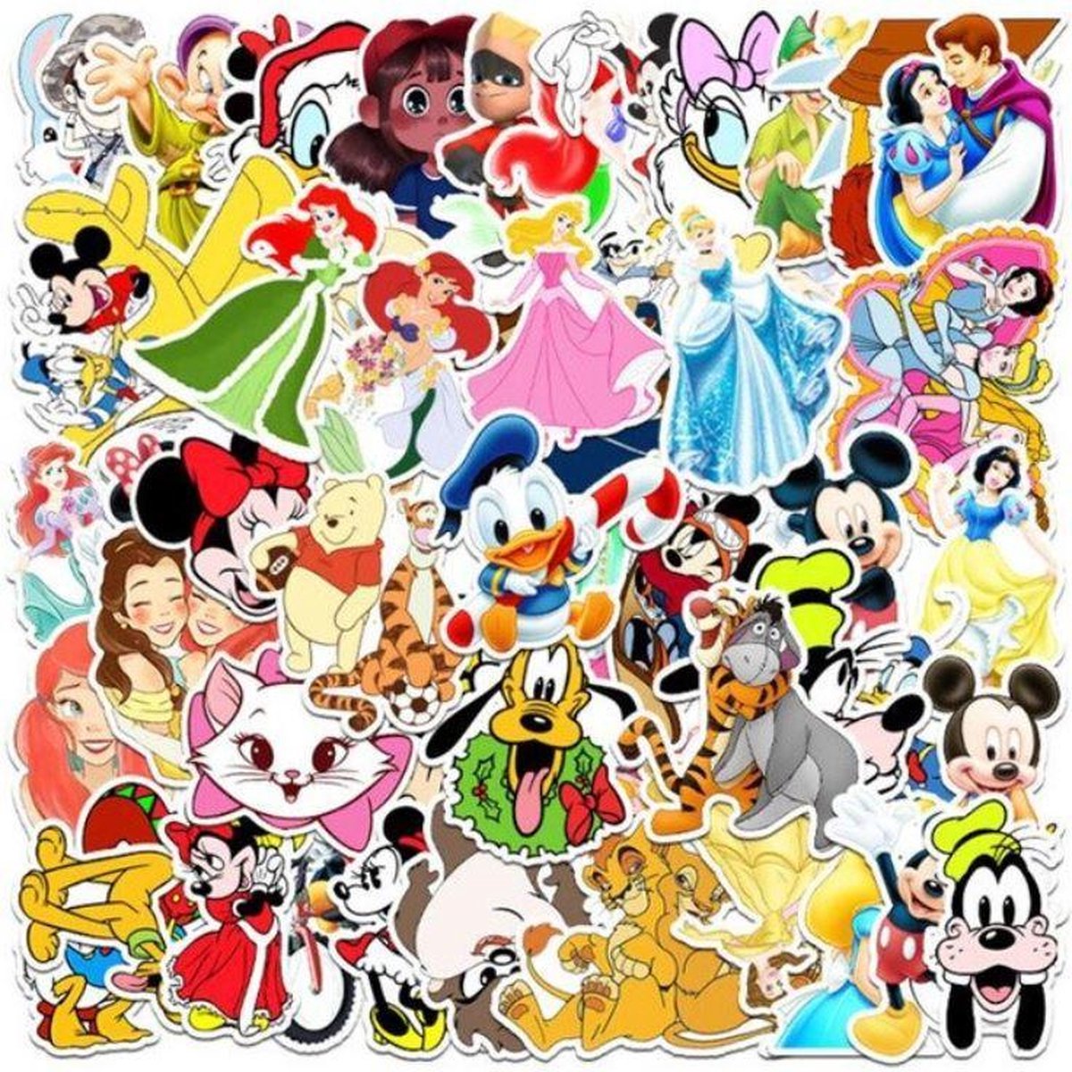 50 stuks stickers Disney figuren 4 tot 8 cm