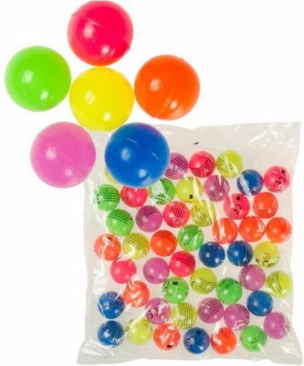 50 stuks stuiterballen neon kleuren 3.2 cm