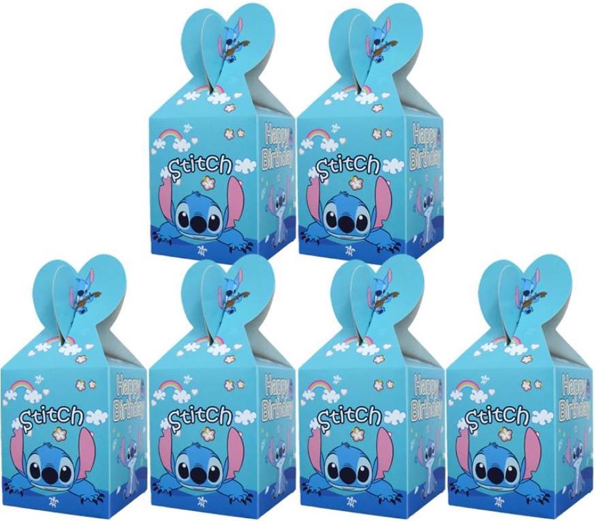 6 stuks snoepdoosjes Stitch - Happy birthday 18*8.5*8.5cm