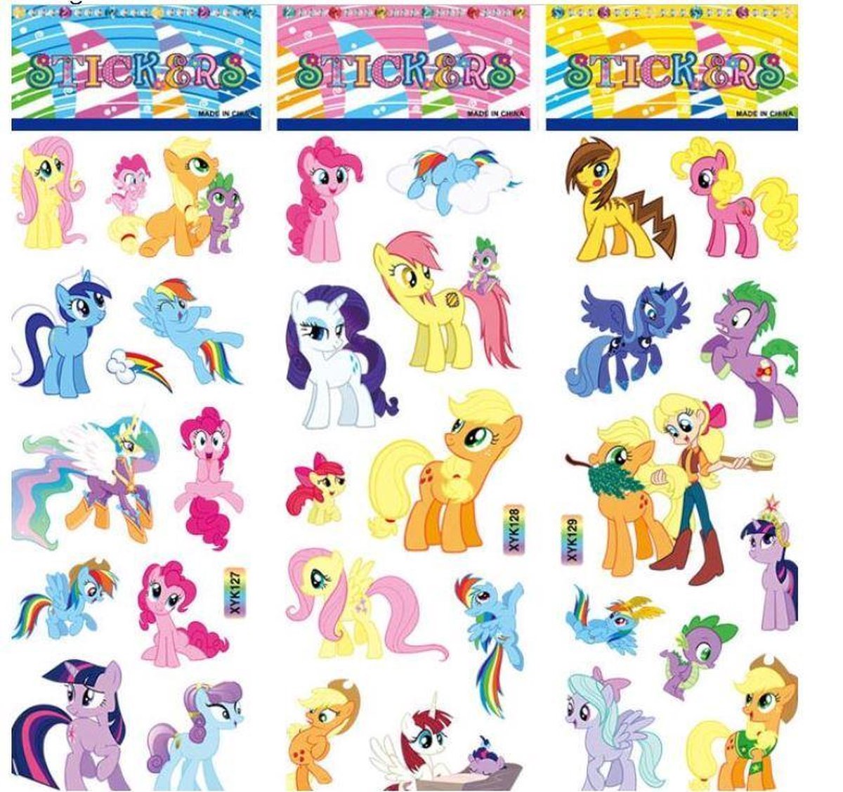 6 velletjes 3d stickers My Little Pony