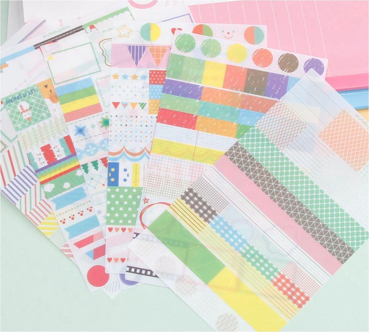 6 velletjes washi stickers agenda - bullet-journal 8.3cmX13.5cm