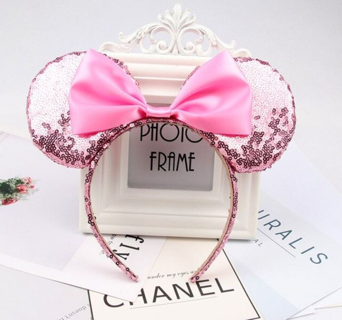 Diadeem Minnie Mouse oren pailetten roze