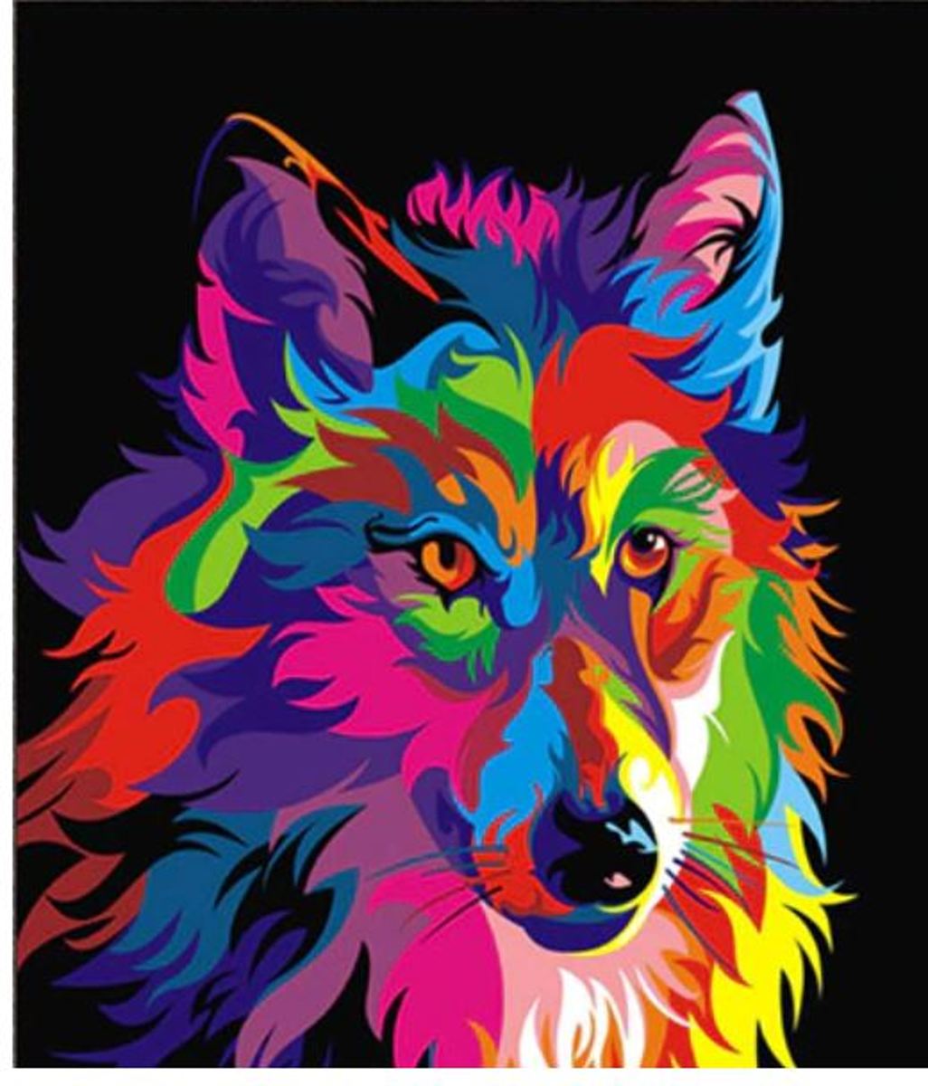 Diamond Painting multicolor wolf 30x40 cm