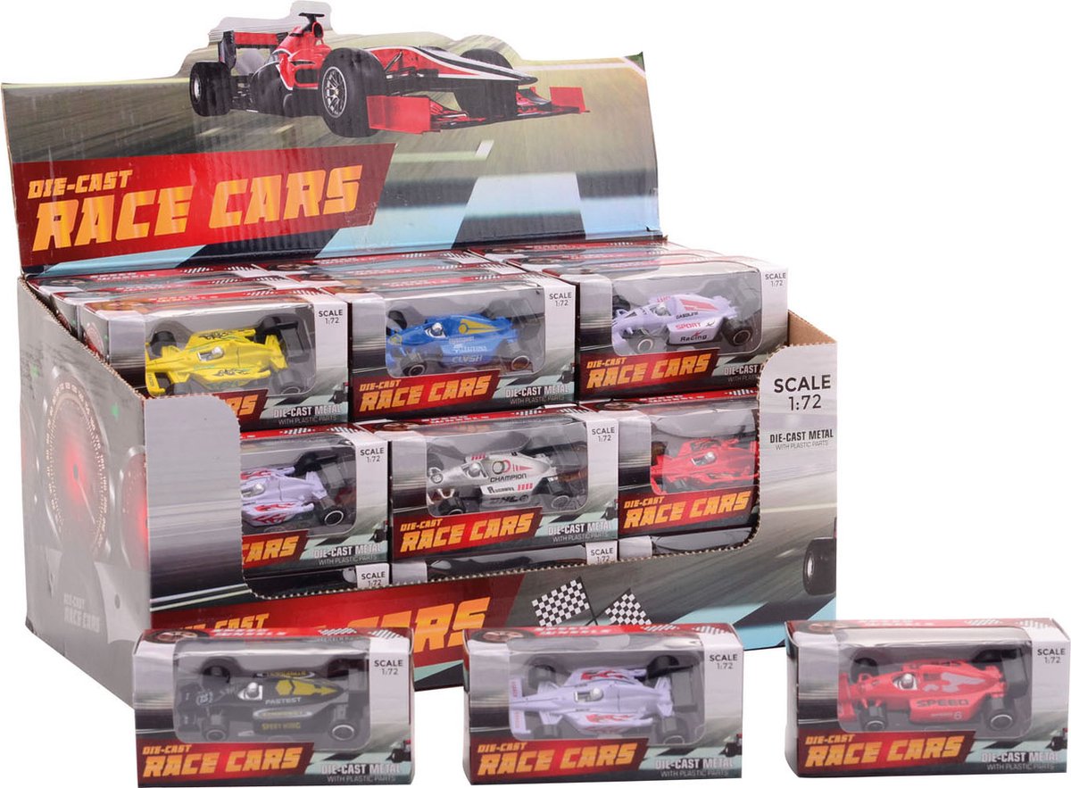 Raceauto 1:72 in display 6 assorti