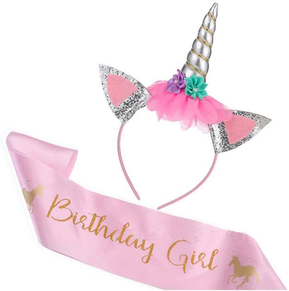 Unicorn - eenhoorn diadeem + sjerp Happy Birthday ®Pippashop