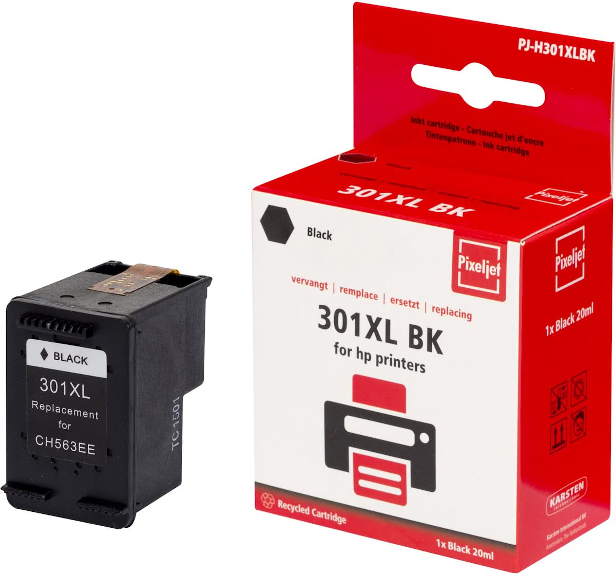 Pixeljet HP 301XL zwart inktcartridge