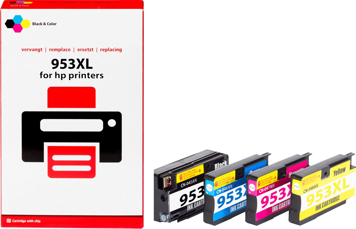 Pixeljet Inkcartridge HP 953 XL Zwart, Geel, Magenta en Cyaan