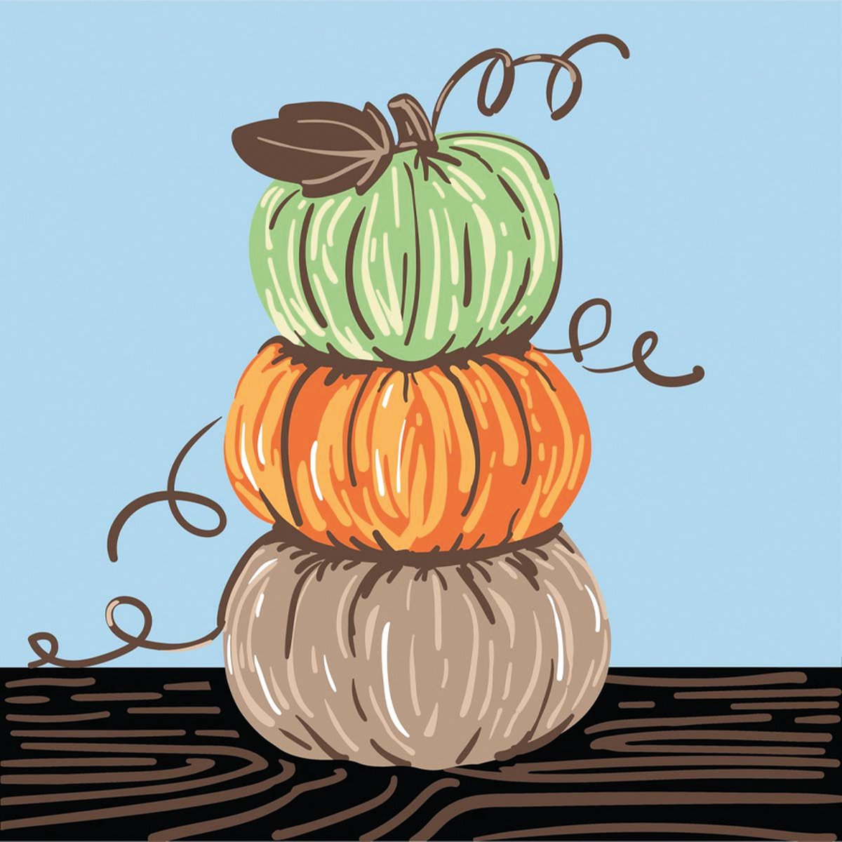 Plaid - Lets paint - schilderen op nr - 35cm x 35cm - Pumpkin Stack