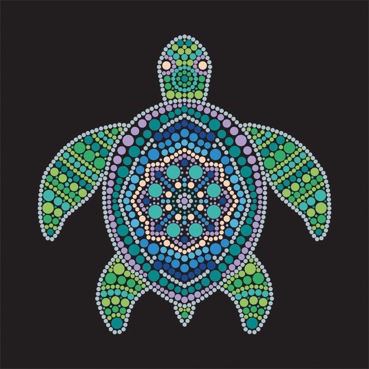 Plaid - Lets paint - schilderen op nr - 35cm x 35cm - Sea Turtle