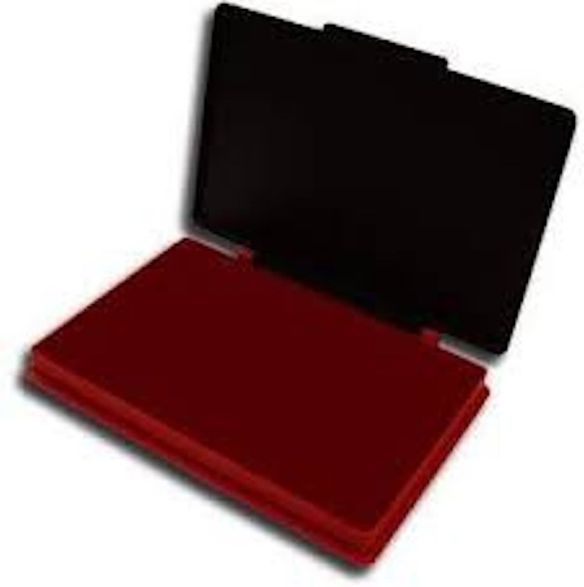 Stempelkussen kores rood 7x11 cm plastic box 3 stuks