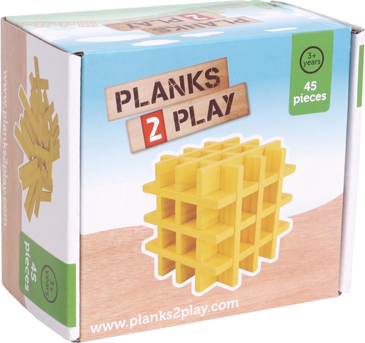   Gekleurde Houten Plankjes Set - 45 stuks - Geel