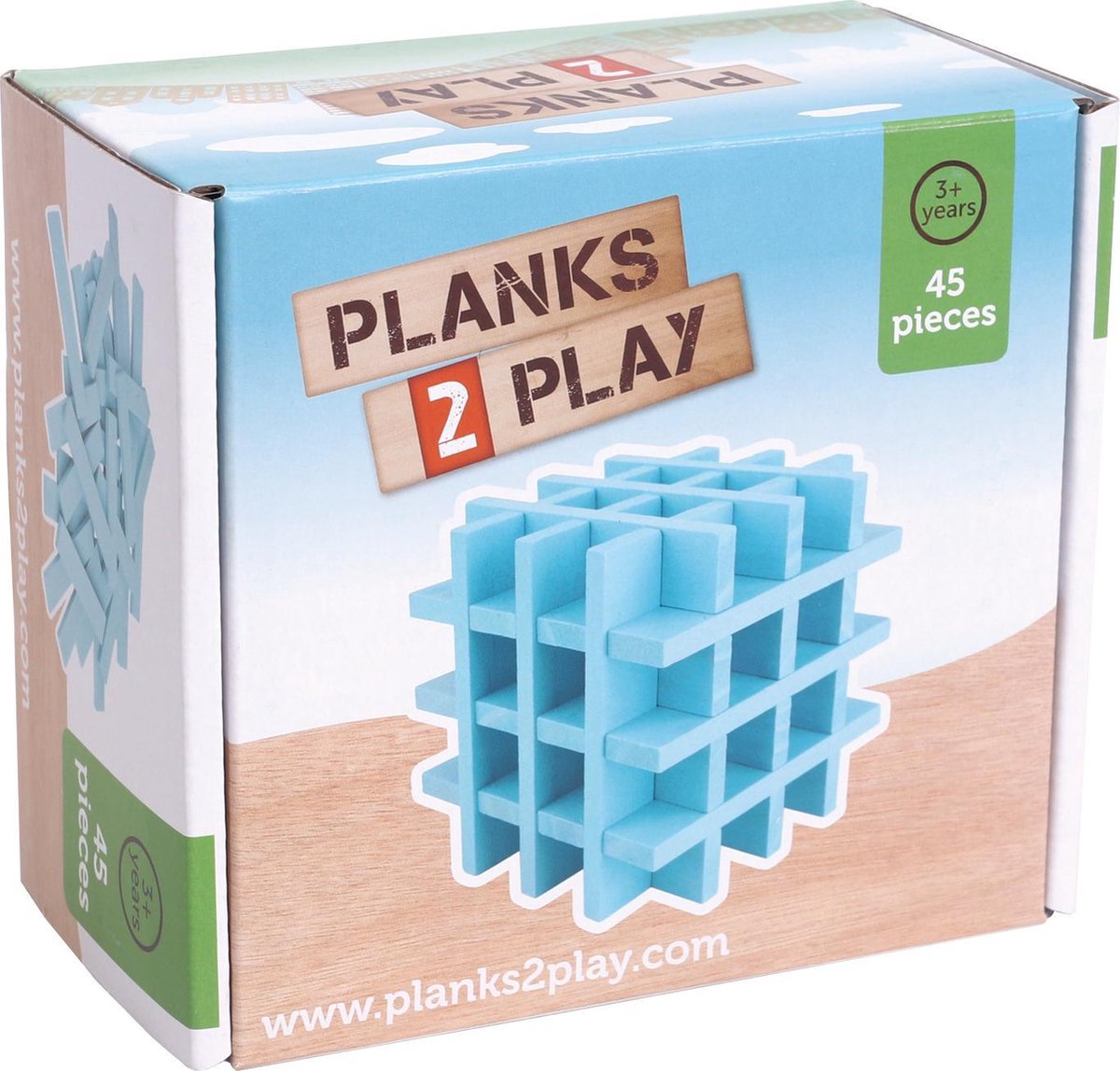   Gekleurde Houten Plankjes Set - 45 stuks - Licht Blauw