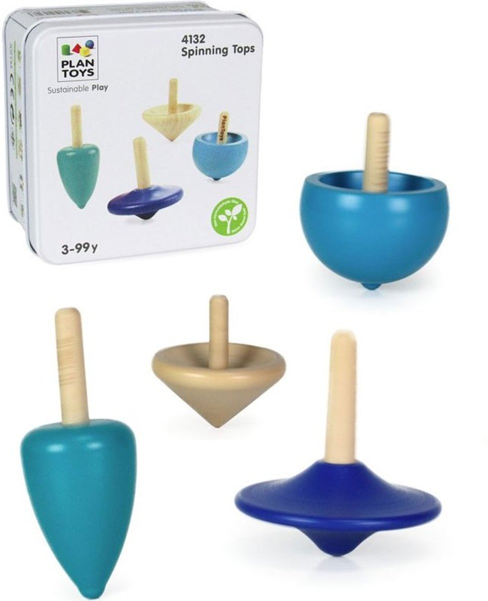 Plan Toys Spinning Tops set van 4 tolletjes Plan Toys Spinning Tops set van 4 tolletjes