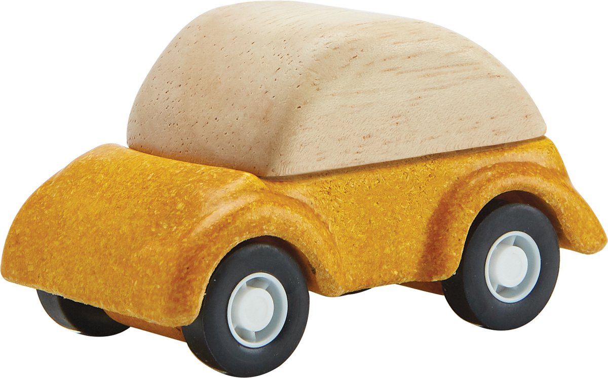 Plan Toys houten gele auto