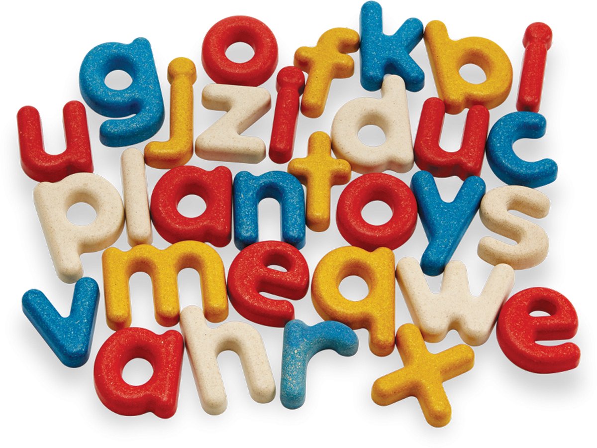 Plan Toys houten kleine letters alfabet