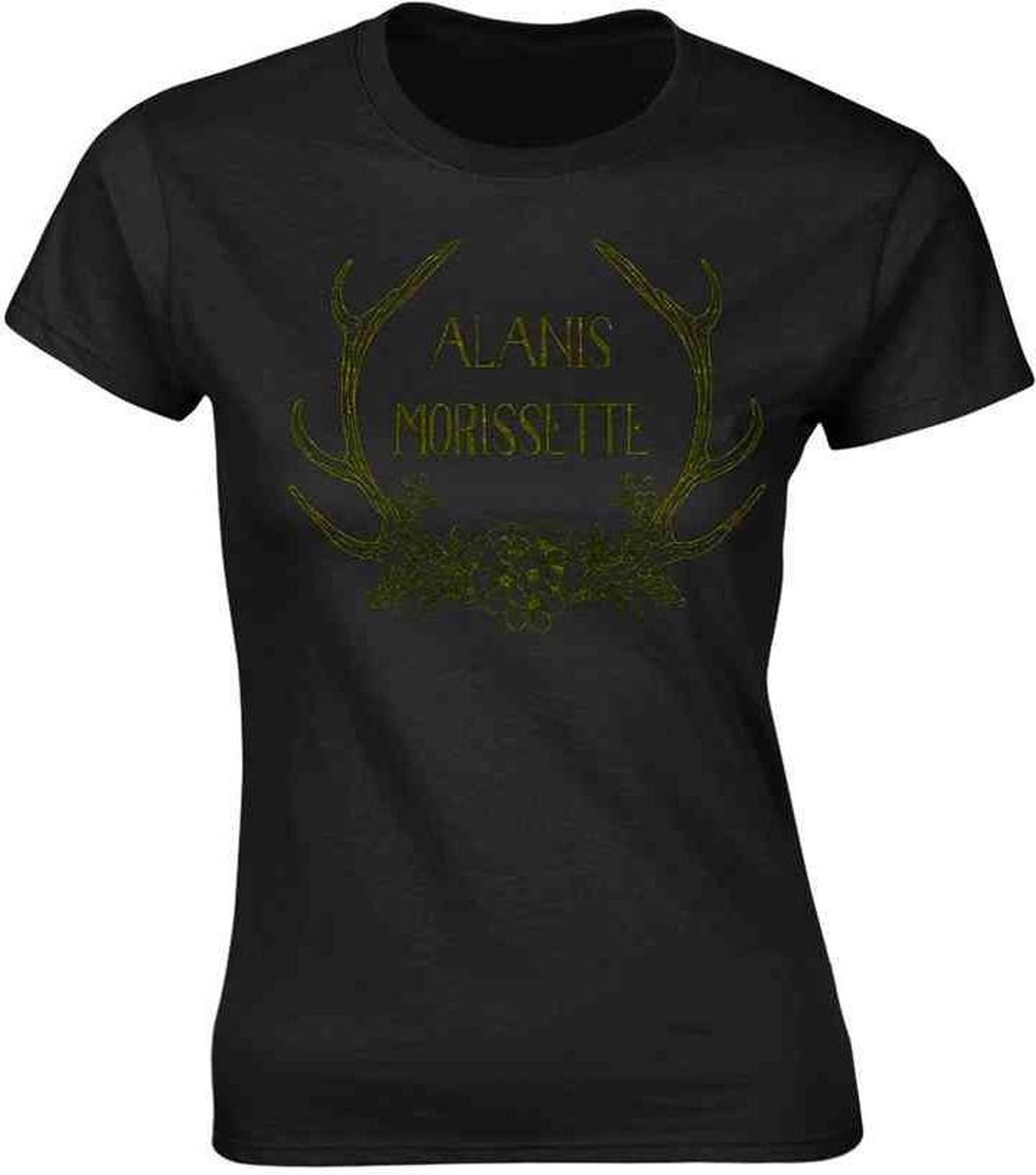 Alanis Morissette Dames Tshirt -XL- Antlers Zwart