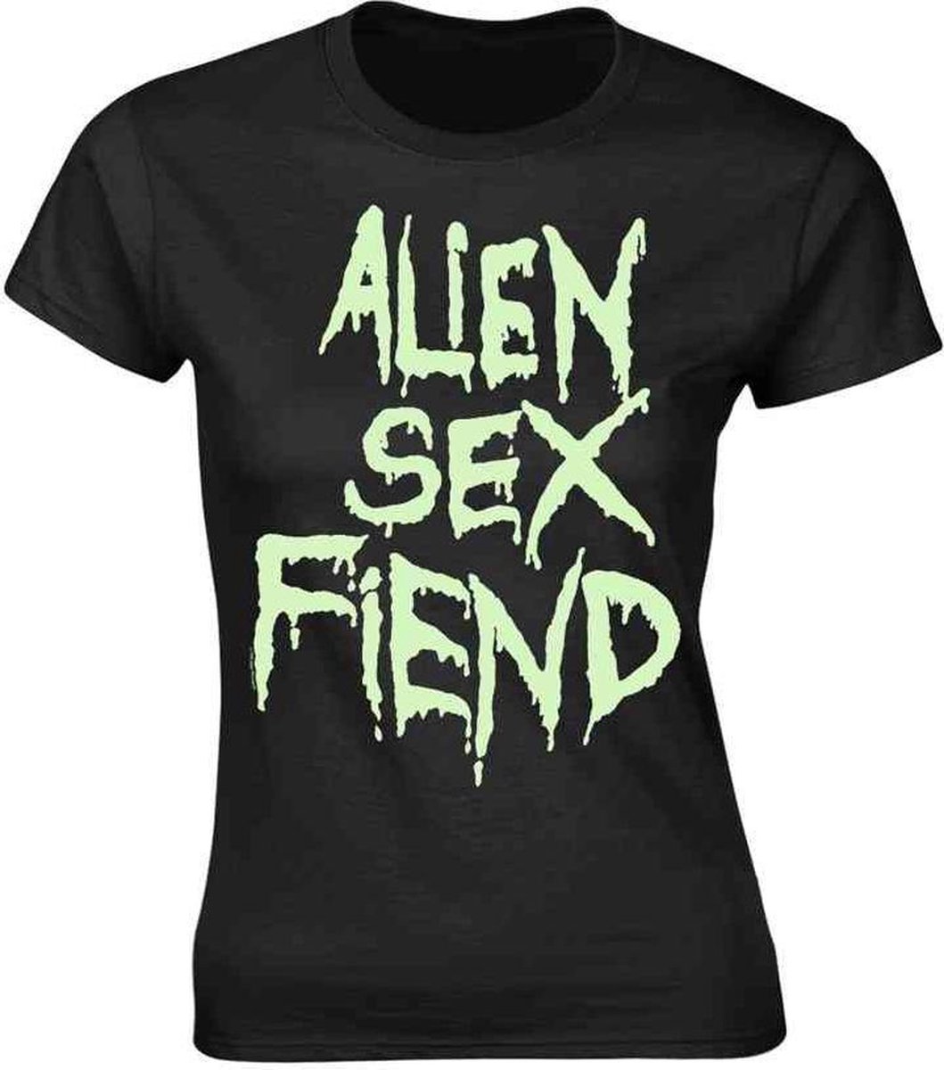 Alien Sex Fiend Dames Tshirt -XL- Logo Glow Zwart